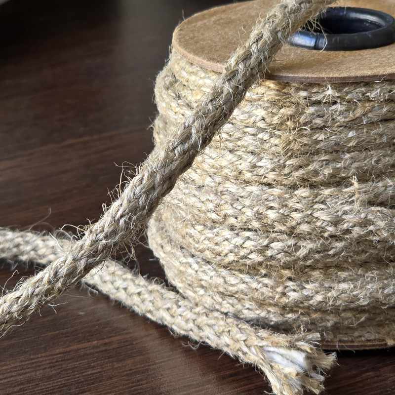 Cordón trenzado redondo de 6mm Yute